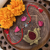 Vriksham Rakshabandhan Sliver Plated Ganesha & Shanka Rakhi-RB221